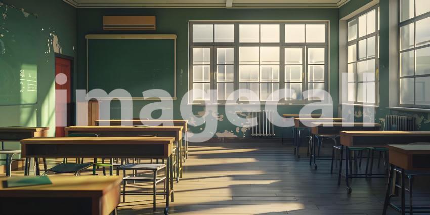 Empty Classroom of school background - Ai Generated
