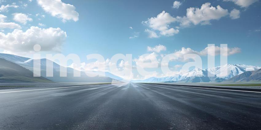 Empty asphalt road in a sunny day - Ai Generated