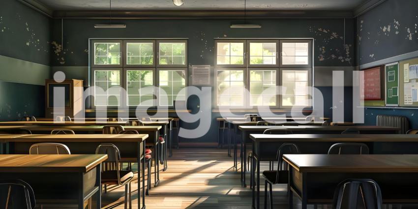 Empty Classroom of school background - Ai Generated