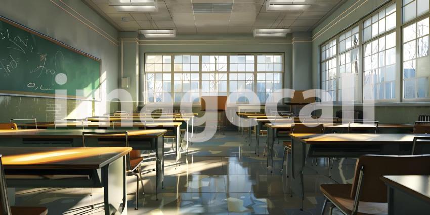 Empty Classroom of school background - Ai Generated