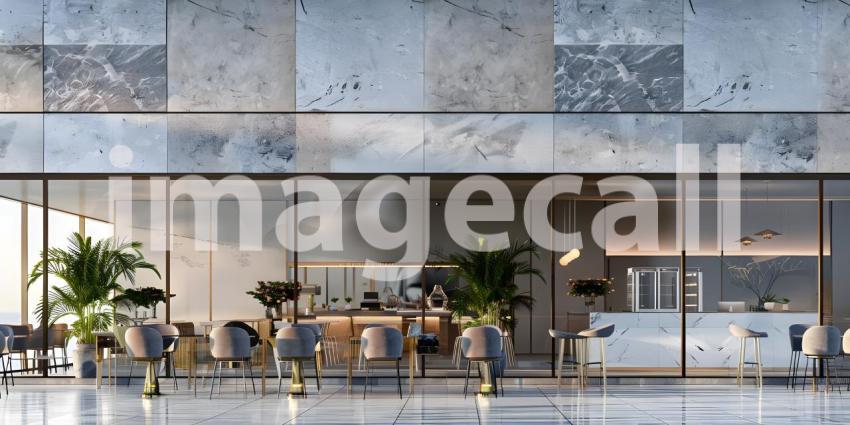 Exterior of a Luxury cafe or lounge area background - Ai Generated