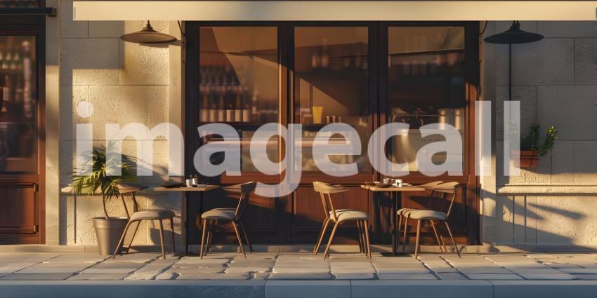 Exterior of a Luxury cafe or lounge area background - Ai Generated