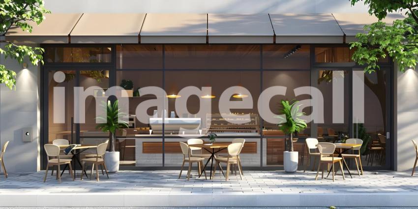 Exterior of a Luxury cafe or lounge area background - Ai Generated
