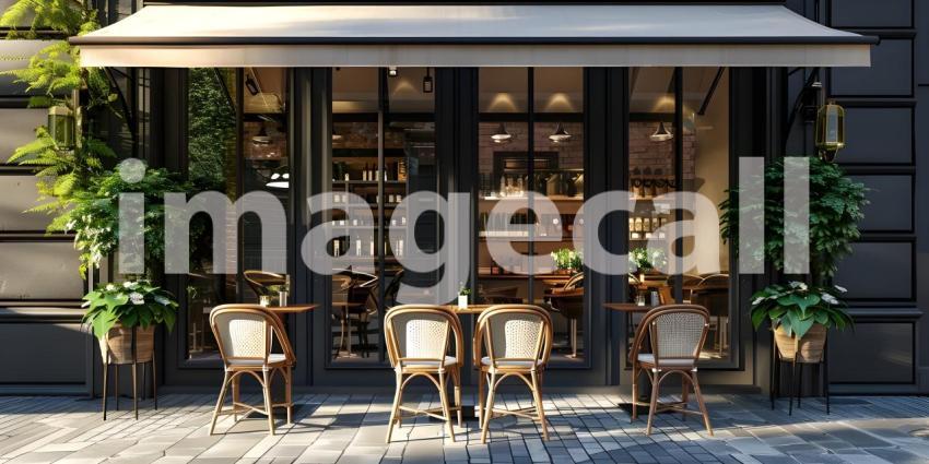 Exterior of a Luxury cafe or lounge area background - Ai Generated