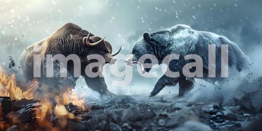 Financial and business Bull vs bear concept trader background - Ai Generated