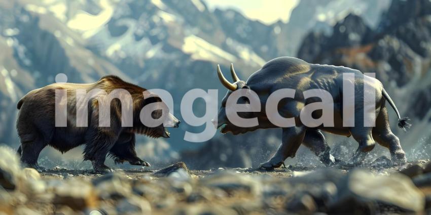 Financial and business Bull vs bear concept trader background - Ai Generated