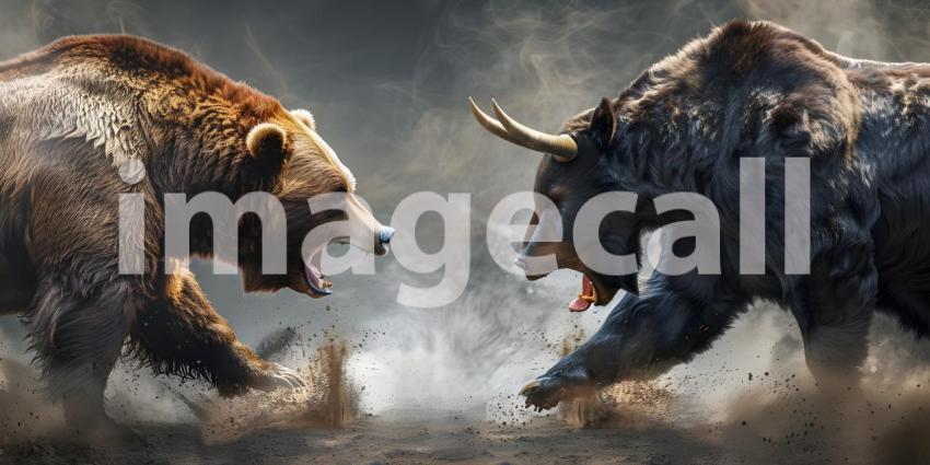 Financial and business Bull vs bear concept trader background - Ai Generated