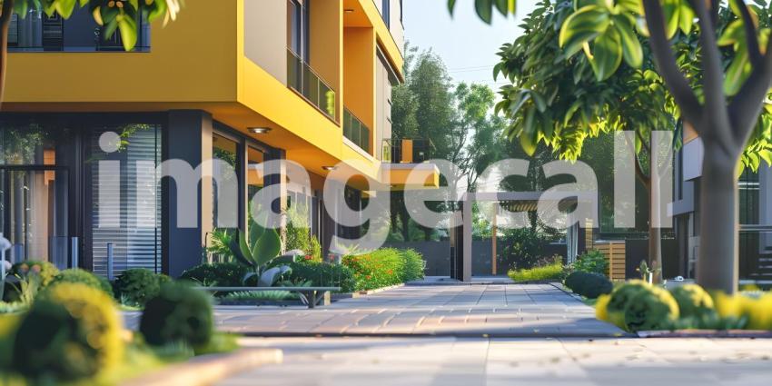For sale sign board outside house background, House for sale concept - Ai Generated