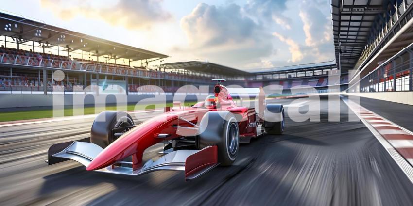 Formula Racer drive on the track background - Ai Generated