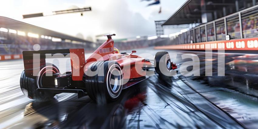 Formula Racer drive on the track background - Ai Generated