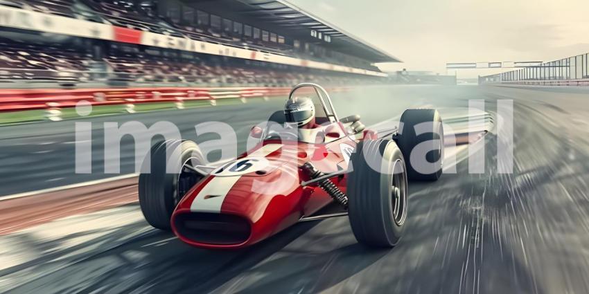 Formula Racer drive on the track background - Ai Generated