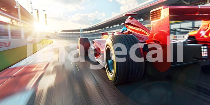 Formula Racer drive on the track background - Ai Generated