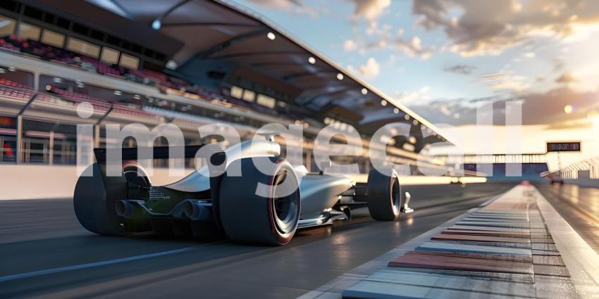 Formula Racer drive on the track background - Ai Generated