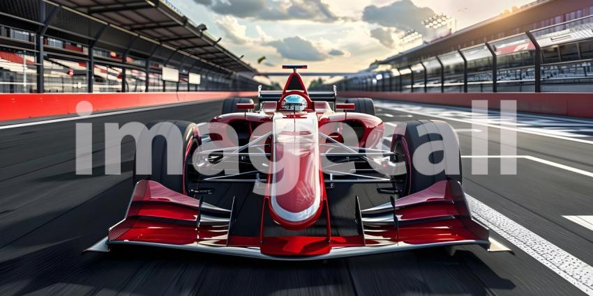 Formula Racer drive on the track background - Ai Generated