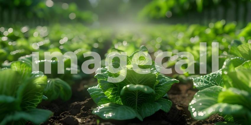 Fresh lettuce in a vegetable garden background - Ai Generated