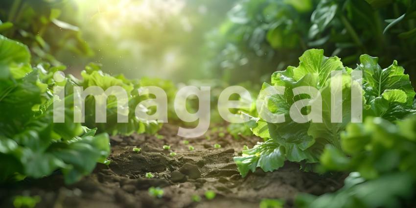 Fresh lettuce in a vegetable garden background - Ai Generated