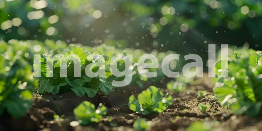 Fresh lettuce in a vegetable garden background - Ai Generated