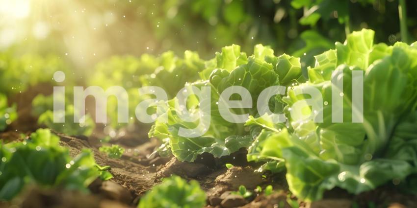 Fresh lettuce in a vegetable garden background - Ai Generated