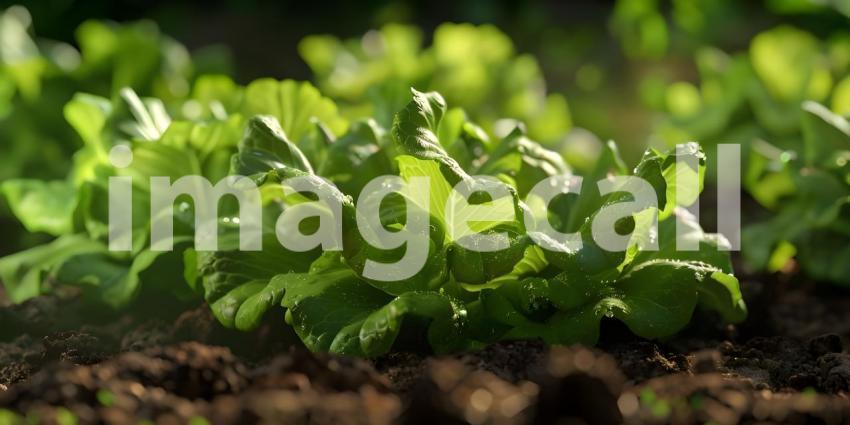 Fresh lettuce in a vegetable garden background - Ai Generated