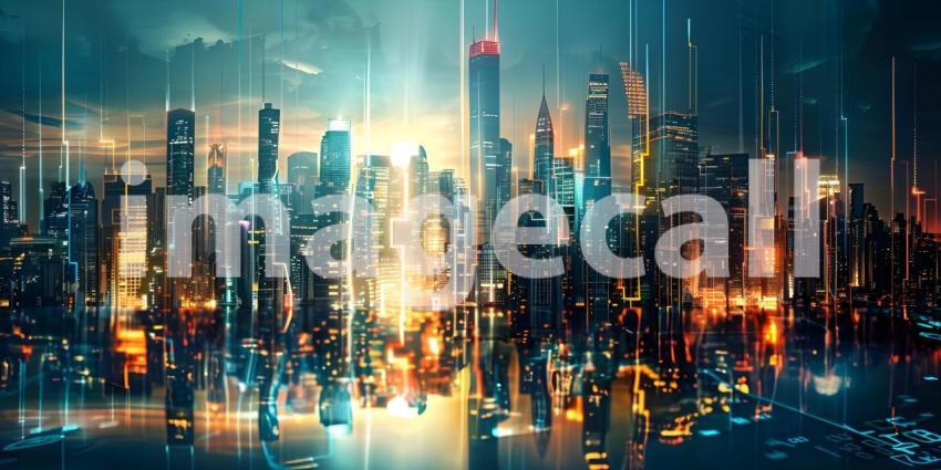 City skyscraper and skyline architecture background - Ai Generated