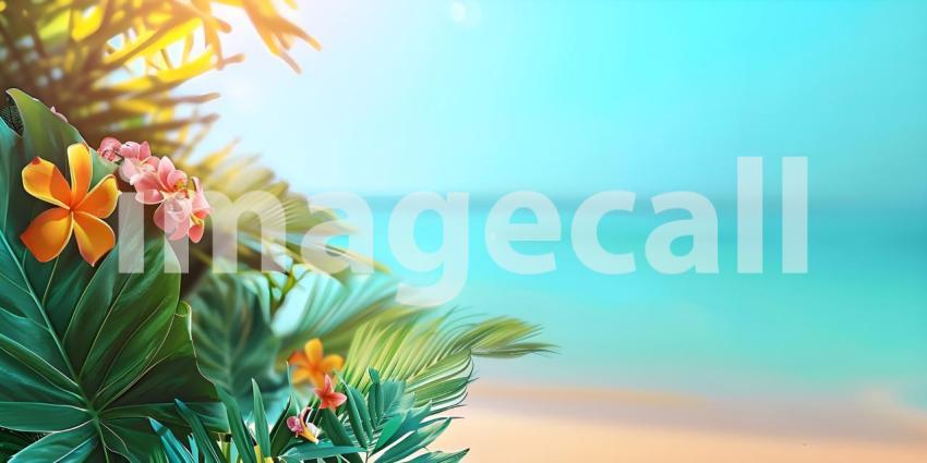 Colorful summer background with copy space background - Ai Generated