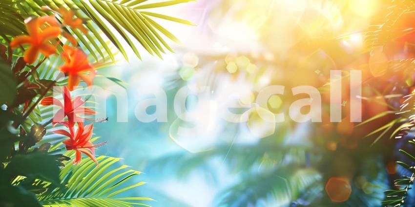 Colorful summer background with copy space background - Ai Generated