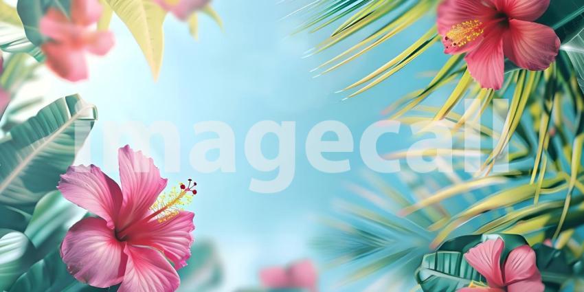 Colorful summer background with copy space background - Ai Generated