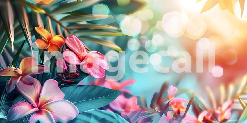 Colorful summer background with copy space background - Ai Generated