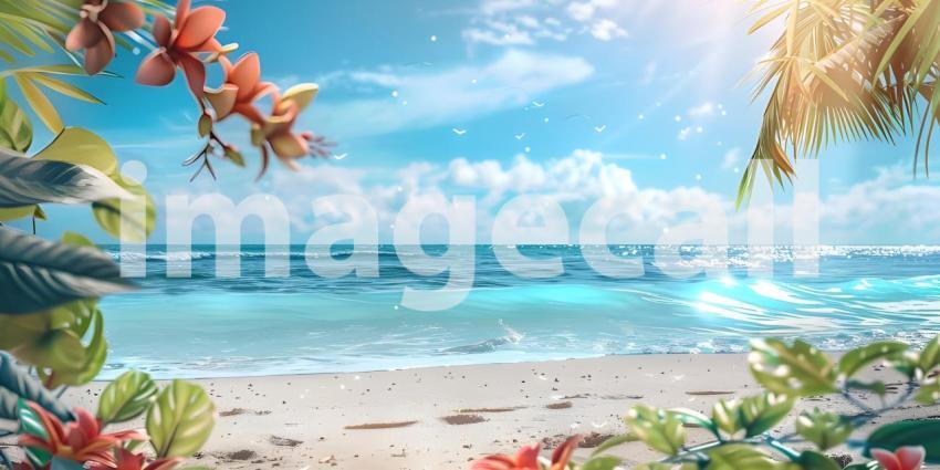 Colorful summer background with copy space background - Ai Generated