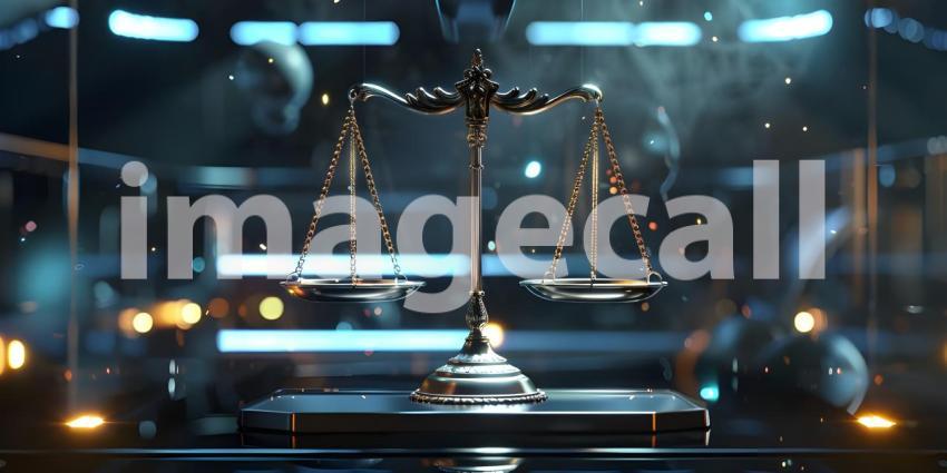 Futuristic Justice Scale on Table - Ai Generated