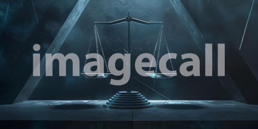 Futuristic Justice Scale on Table - Ai Generated