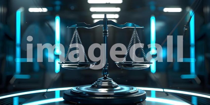Futuristic Justice Scale on Table - Ai Generated