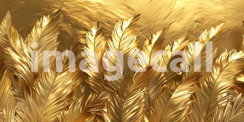 Luxury Gold feathers background - Ai Generated