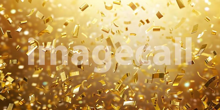 Golden confetti on gold background - Ai Generated