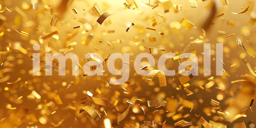 Golden confetti on gold background - Ai Generated
