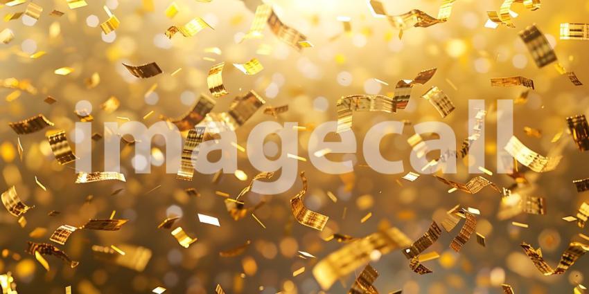 Golden confetti on gold background - Ai Generated