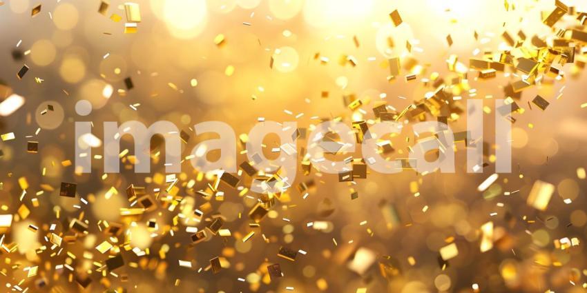 Golden confetti on gold background - Ai Generated