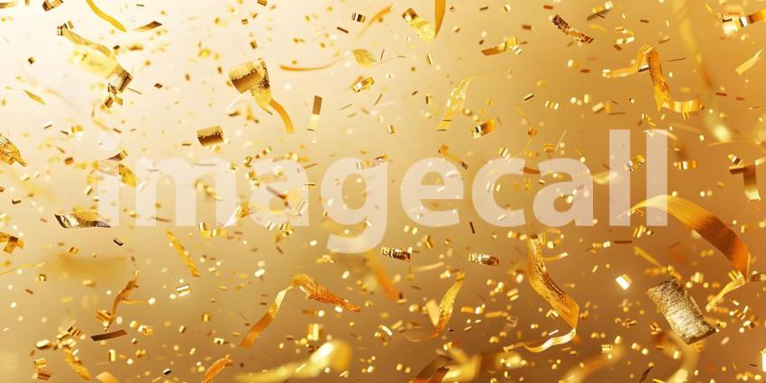 Golden confetti on gold background - Ai Generated