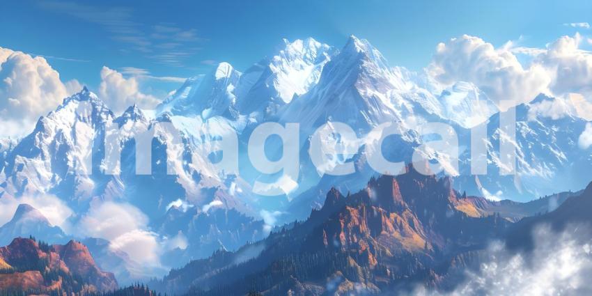 Himalayas White mountains background - Ai Generated