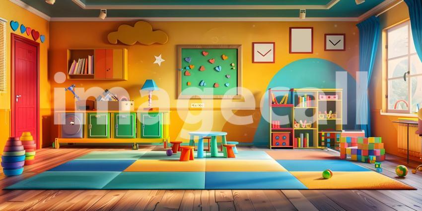 Kindergarten school game room background - Ai Generated
