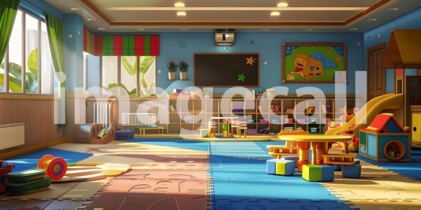 Kindergarten school game room background - Ai Generated