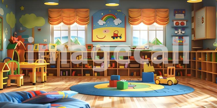 Kindergarten school game room background - Ai Generated