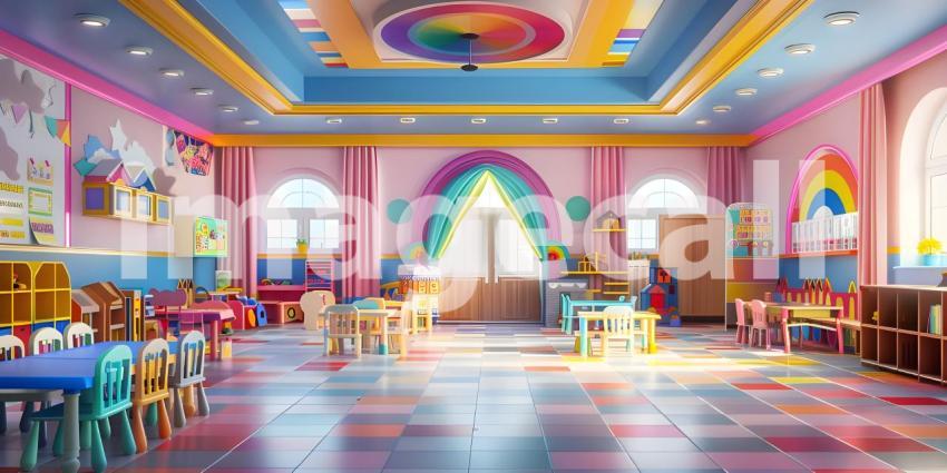 Kindergarten school game room background - Ai Generated