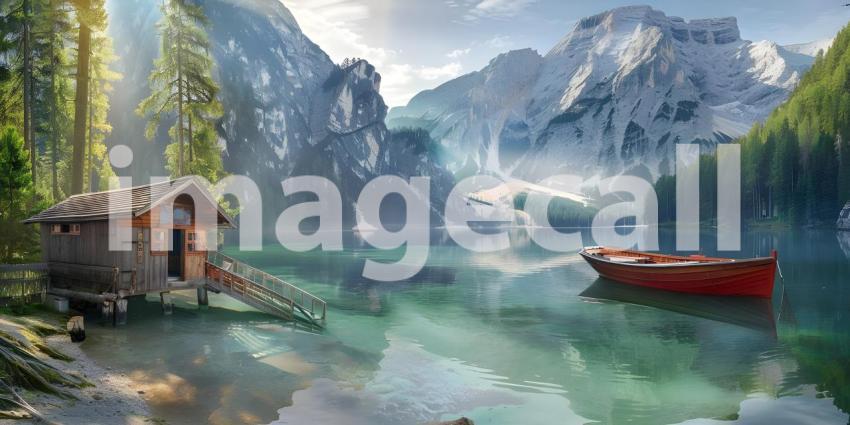Beautiful Lake landscape background - Ai generated