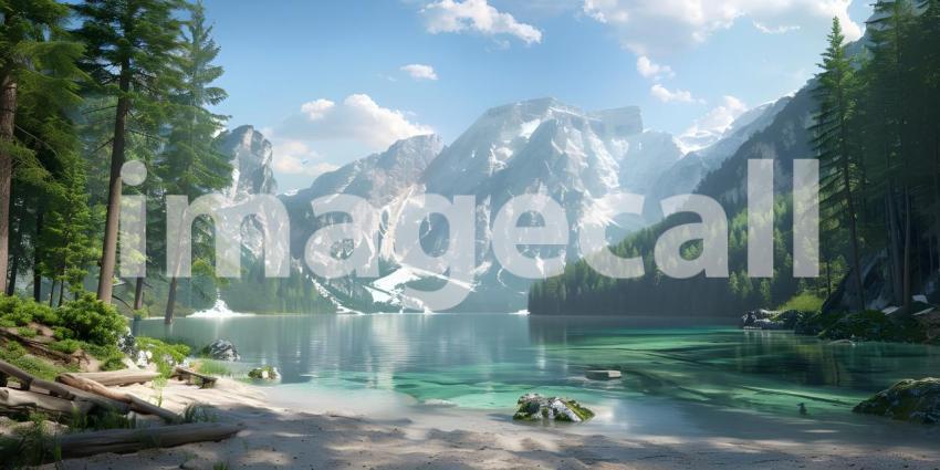 Beautiful Lake landscape background - Ai generated
