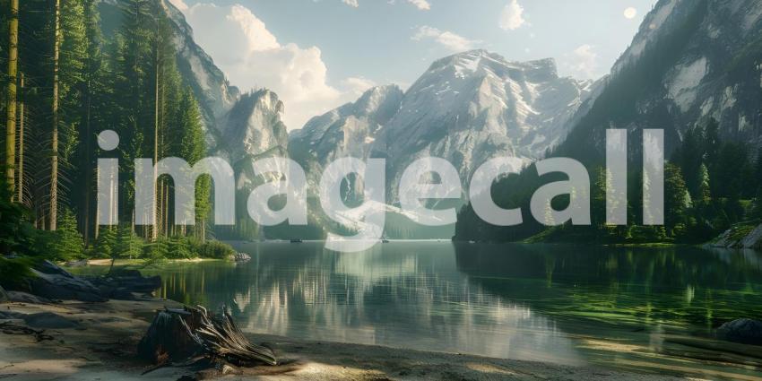 Beautiful Lake landscape background - Ai generated