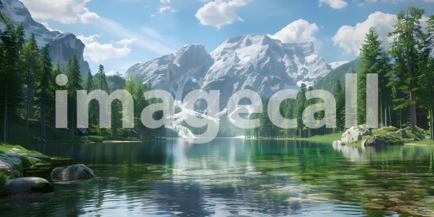 Beautiful Lake landscape background - Ai generated