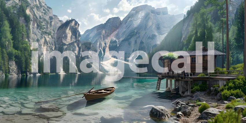 Beautiful Lake landscape background - Ai generated