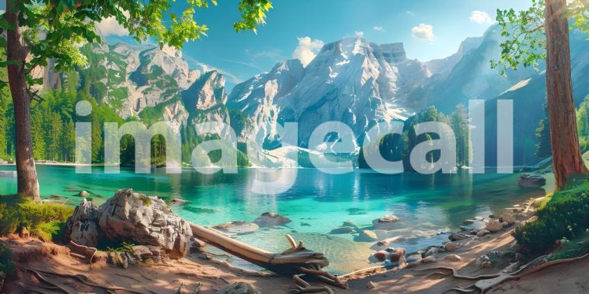 Beautiful Lake landscape background - Ai generated