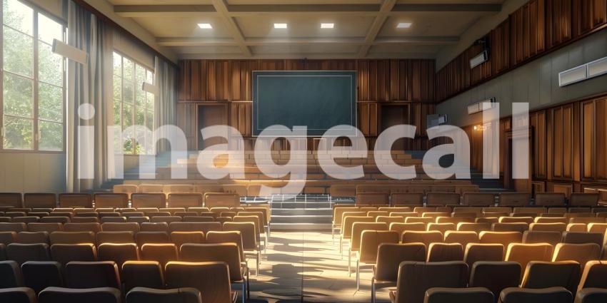 Interior of a Empty classroom background - Ai Generated